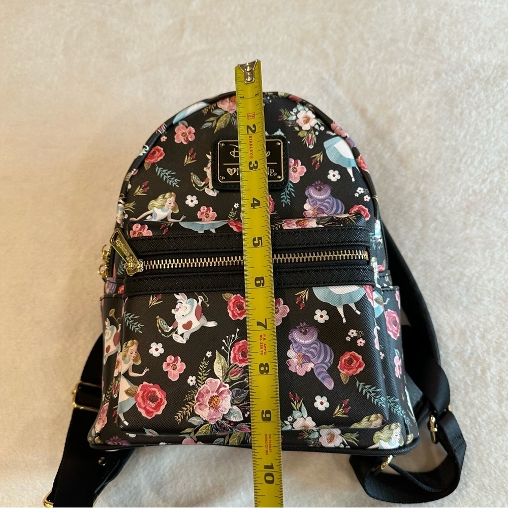 Loungefly Disney Alice in Wonderland Black Floral Backpack RARE - Picture 5 of 9